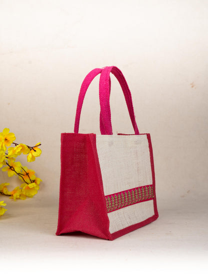 Jute Bag with Zari Border - WBG1752