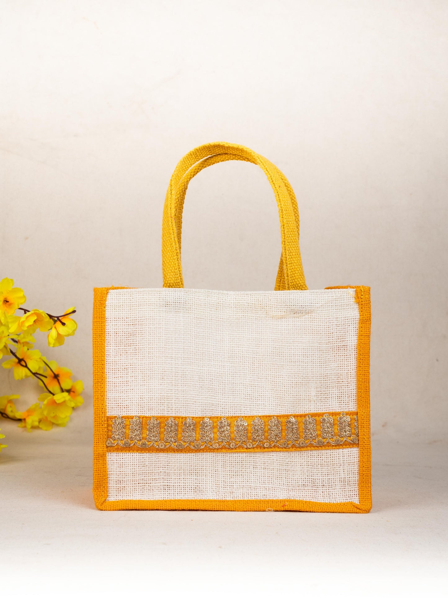 Jute Bag with Zari Border - WBG1752