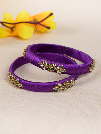 Silk Thread Bangles - Set of 2 - 2.8 inch - WBG1776-2