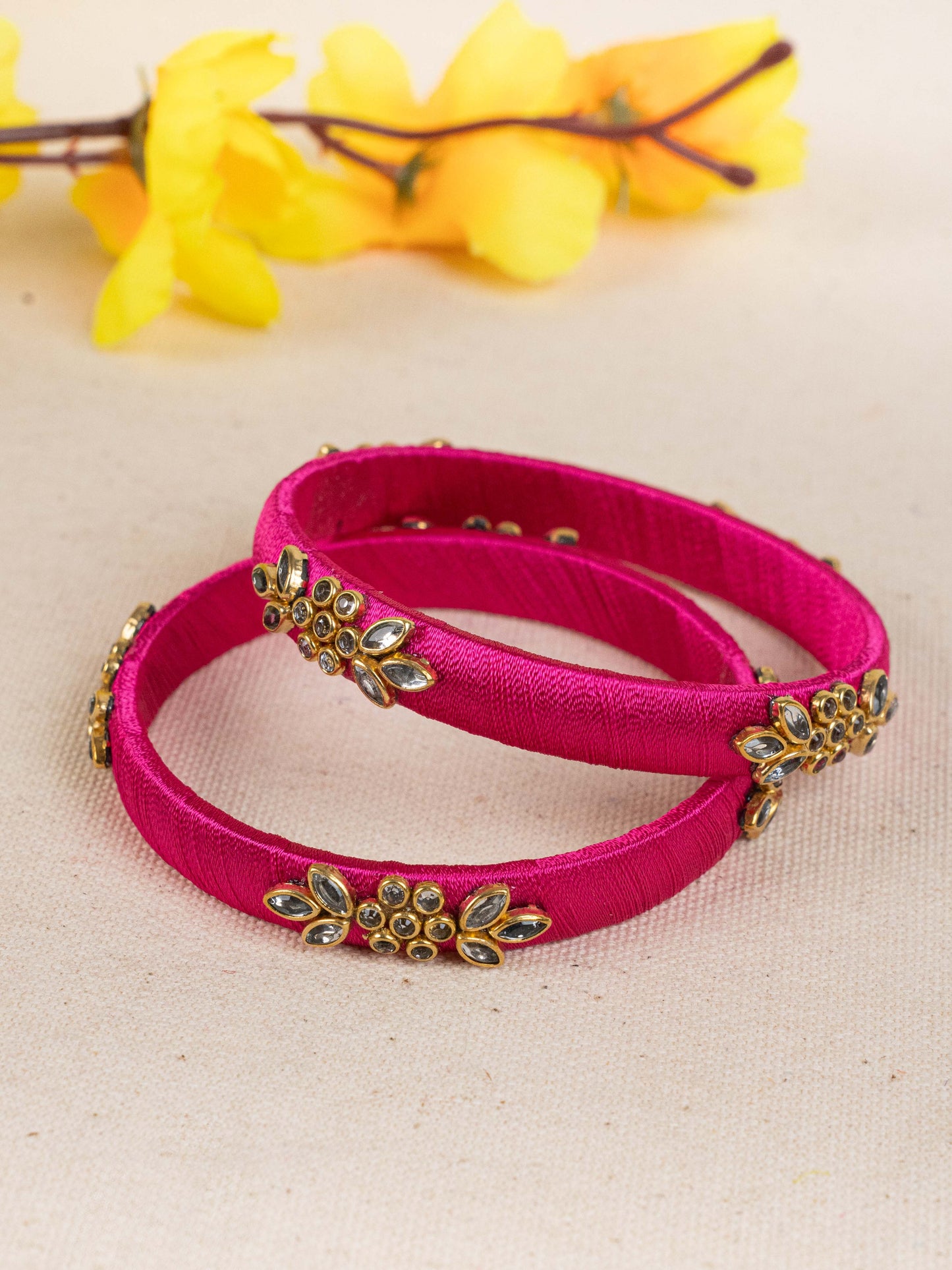 Silk Thread Bangles - Set of 2 - 2.8 inch - WBG1776-2