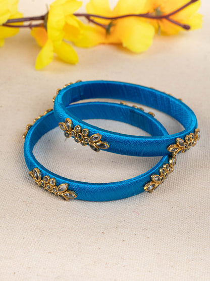 Silk Thread Bangles - Set of 2 - 2.8 inch - WBG1776-2