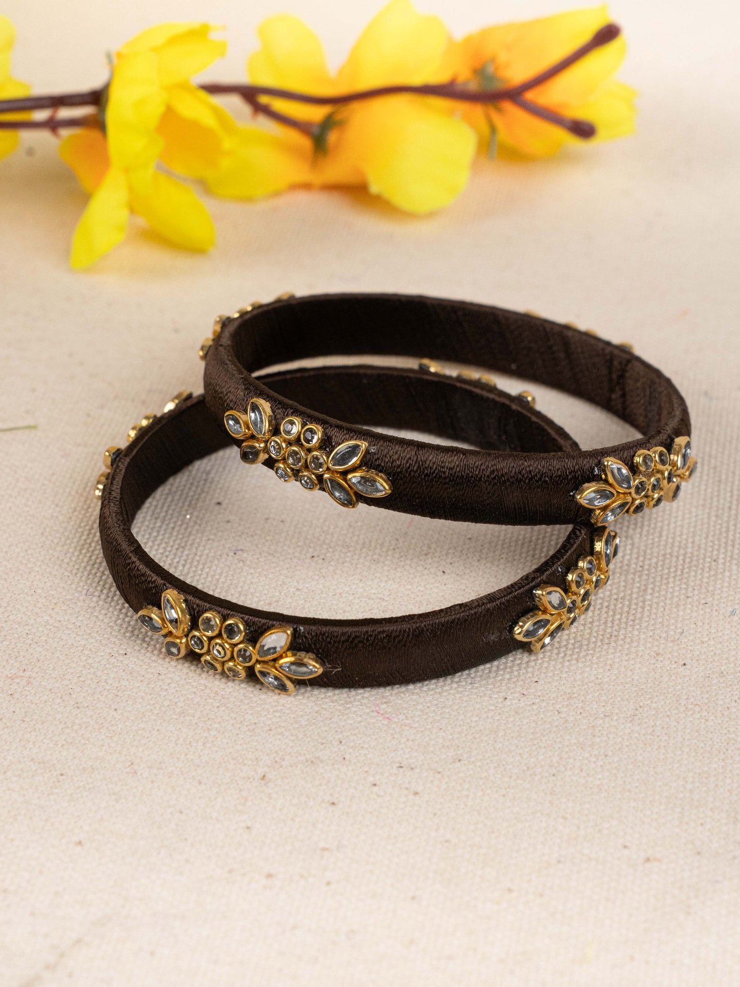 Silk Thread Bangles - Set of 2 - 2.8 inch - WBG1776-2