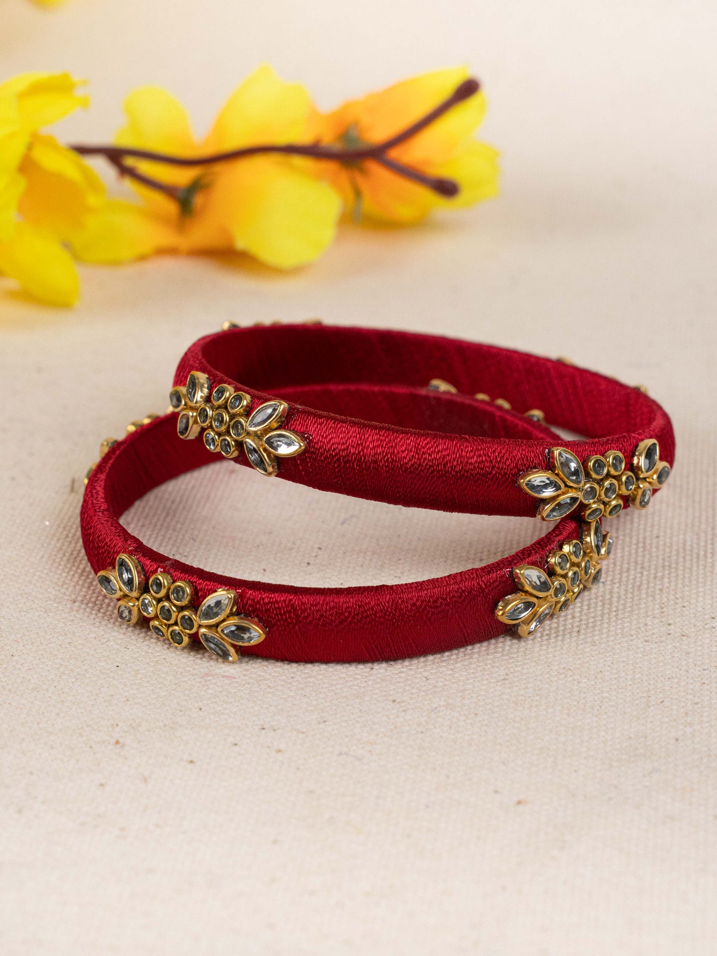Silk Thread Bangles - Set of 2 - 2.8 inch - WBG1776-2