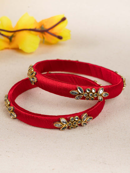 Silk Thread Bangles - Set of 2 - 2.8 inch - WBG1776-2