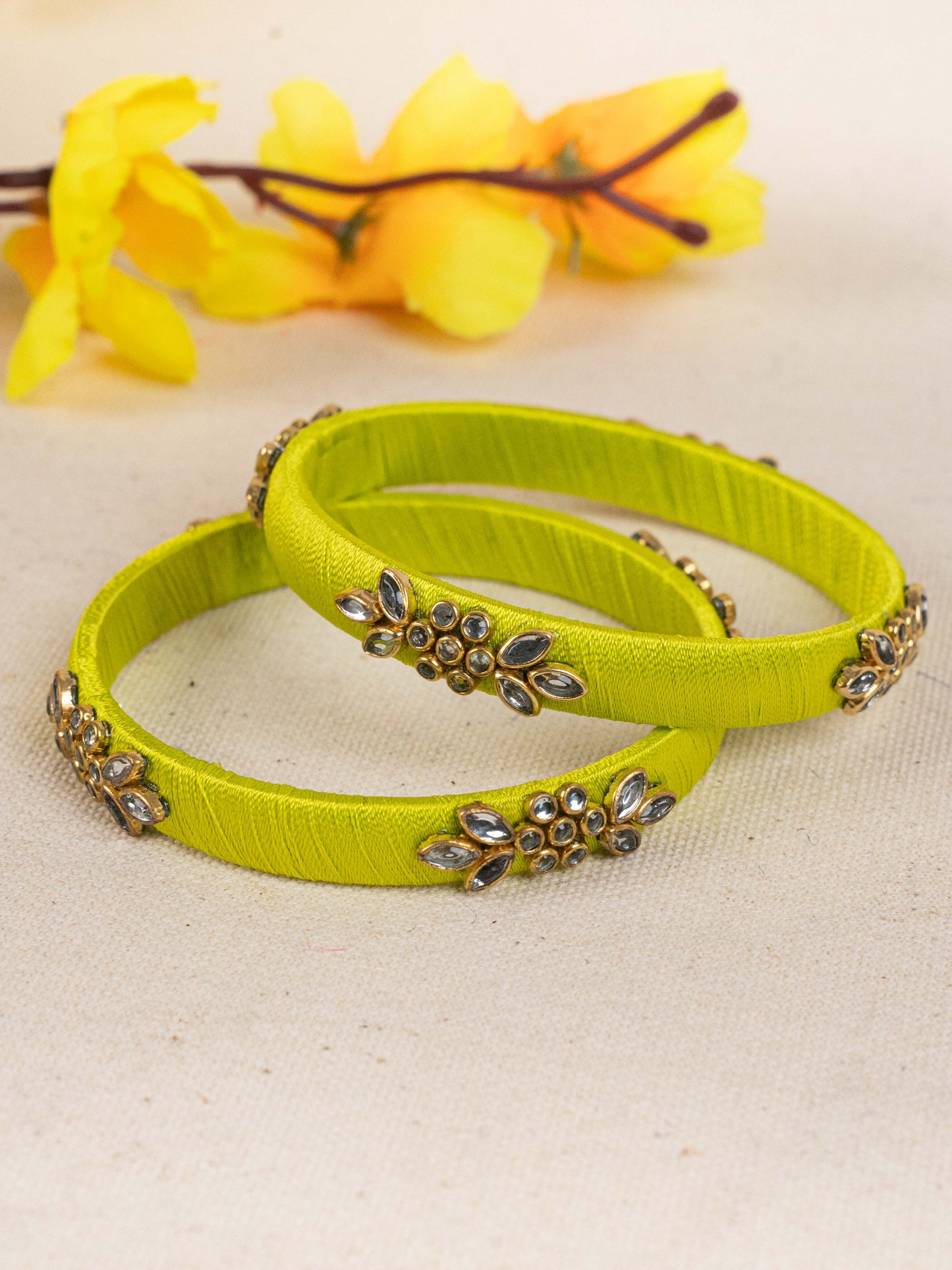Silk Thread Bangles - Set of 2 - 2.8 inch - WBG1776-2