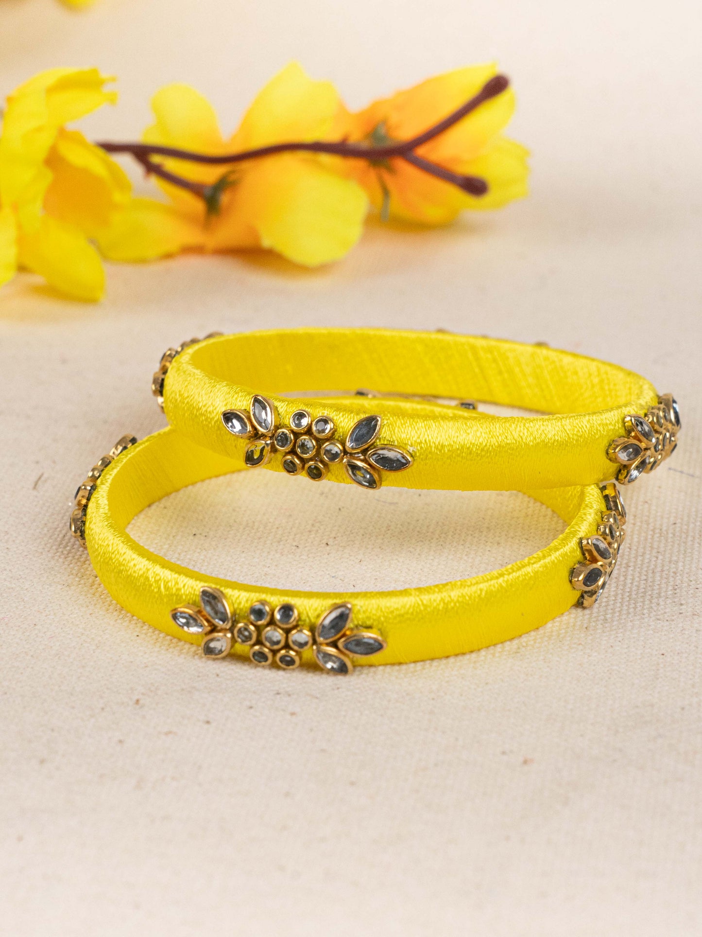 Silk Thread Bangles - Set of 2 - 2.8 inch - WBG1776-2