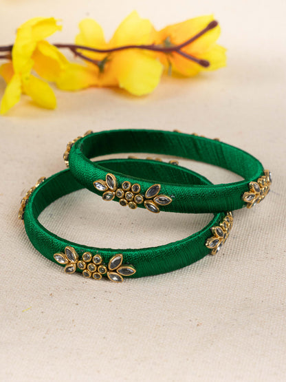 Silk Thread Bangles - Set of 2 - 2.8 inch - WBG1776-2