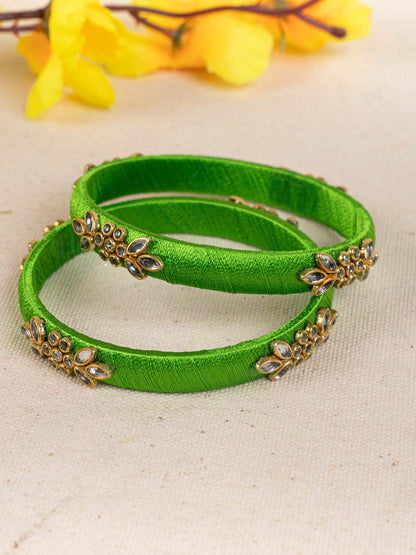 Silk Thread Bangles - Set of 2 - 2.8 inch - WBG1776-2