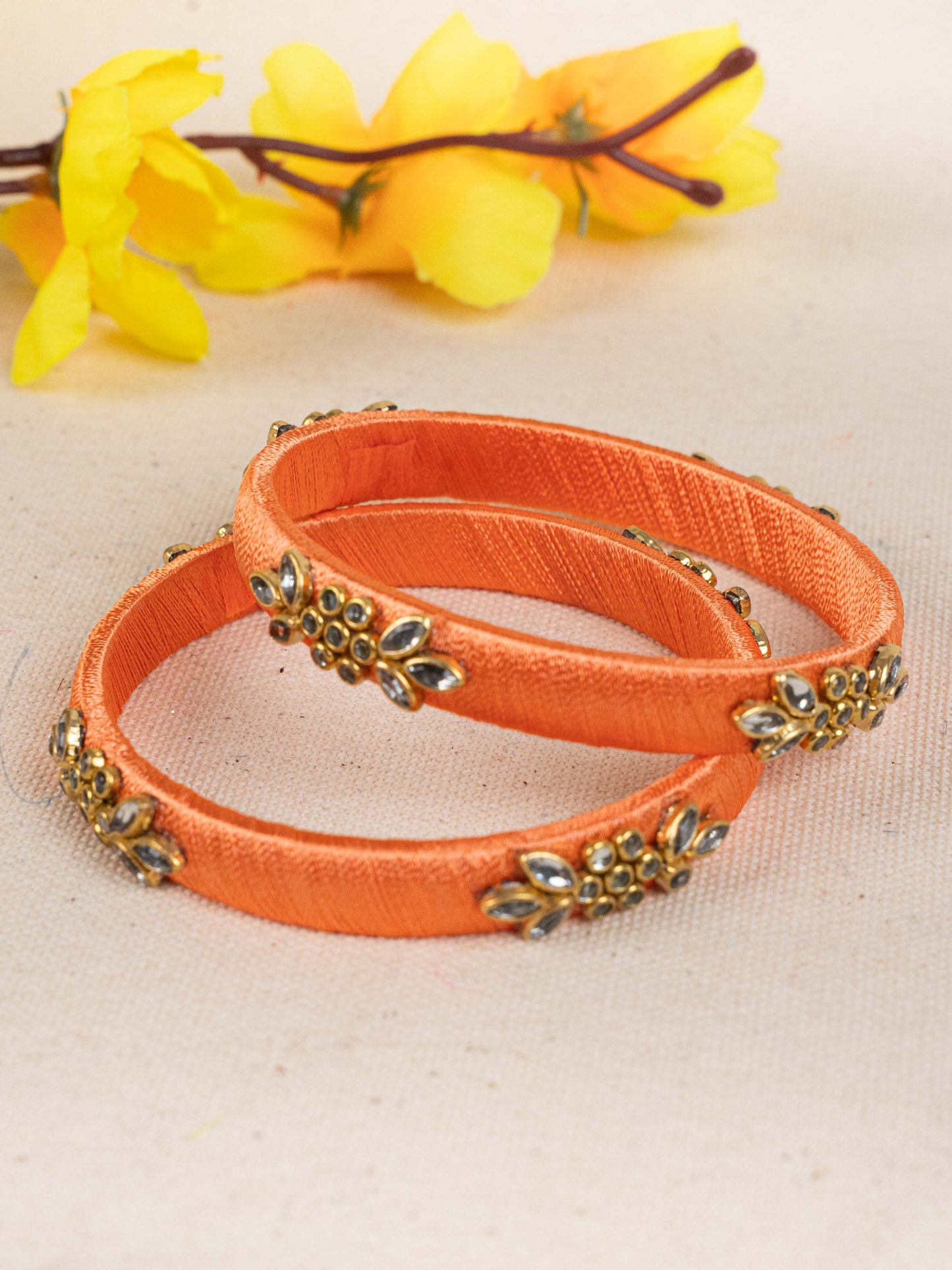 Silk Thread Bangles - Set of 2 - 2.8 inch - WBG1776-2