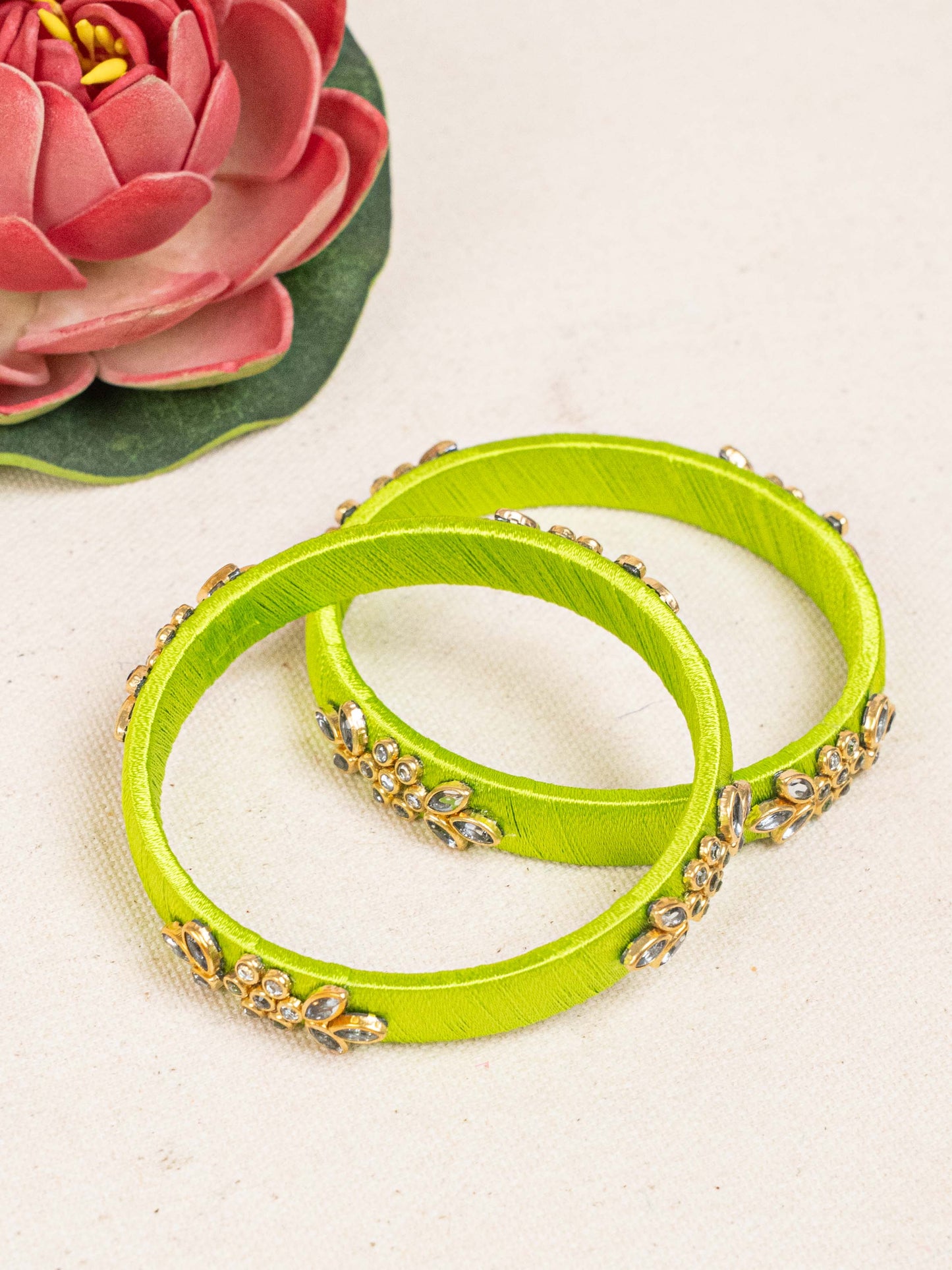 Silk Thread Bangles - Set of 2 - 2.6 inch - WBG1776-1