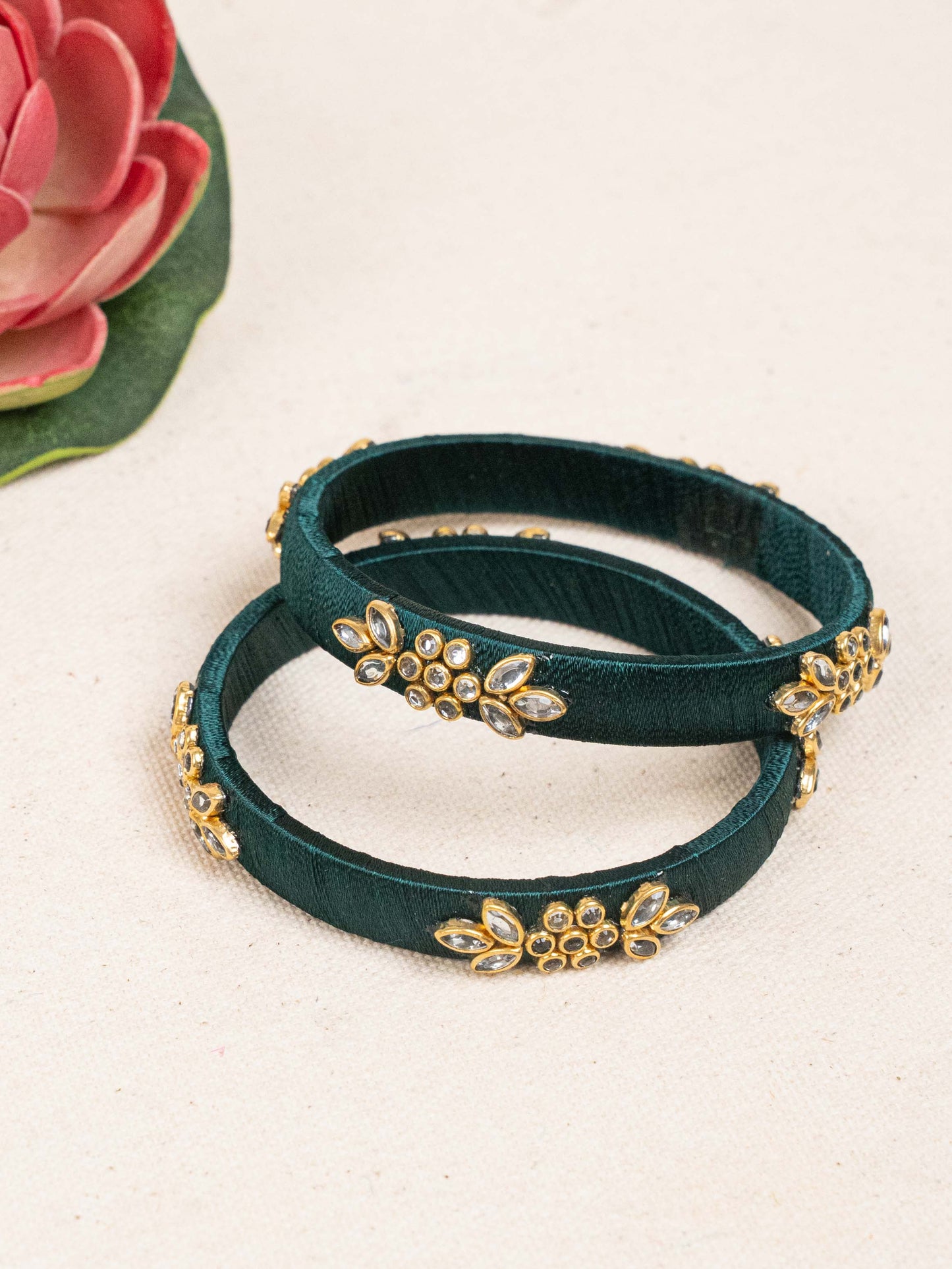 Silk Thread Bangles - Set of 2 - 2.6 inch - WBG1776-1