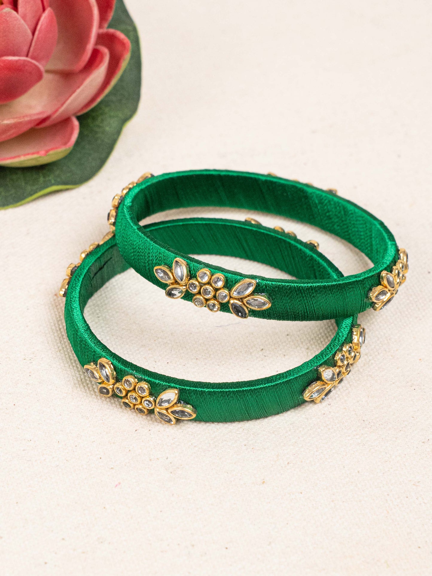Silk Thread Bangles - Set of 2 - 2.6 inch - WBG1776-1