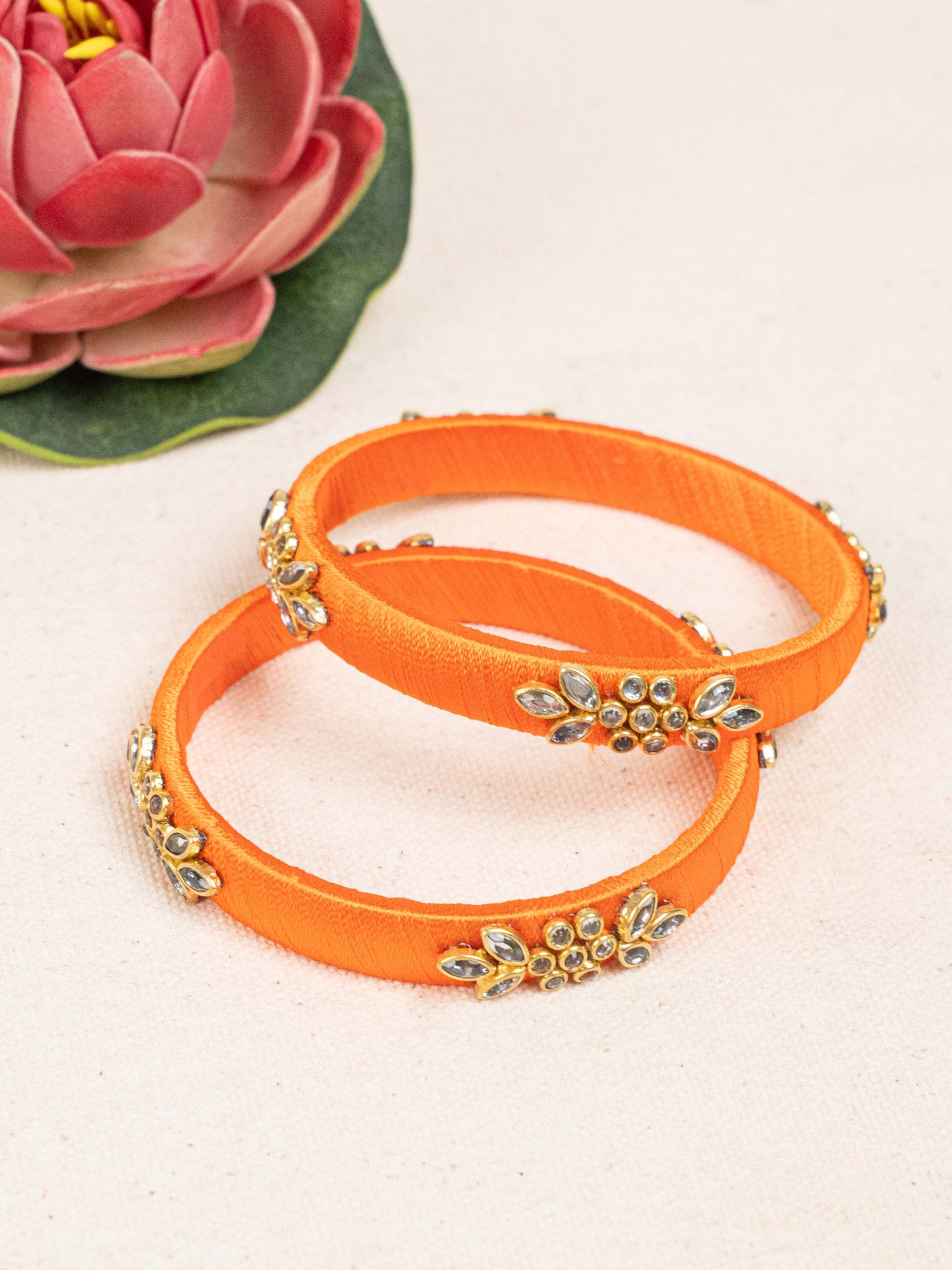 Silk Thread Bangles - Set of 2 - 2.6 inch - WBG1776-1