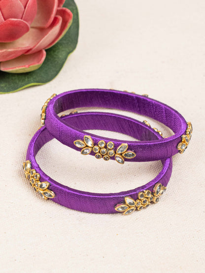 Silk Thread Bangles - Set of 2 - 2.6 inch - WBG1776-1