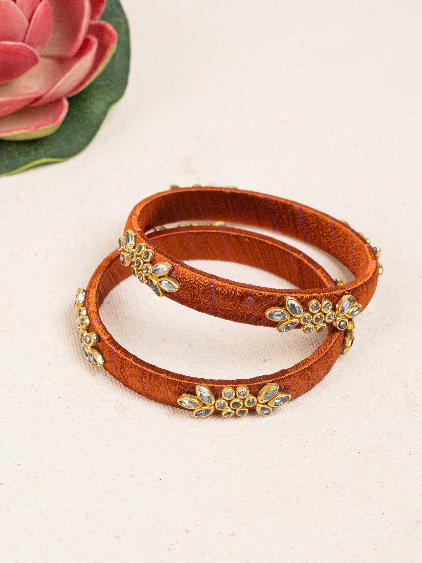 Silk Thread Bangles - Set of 2 - 2.6 inch - WBG1776-1