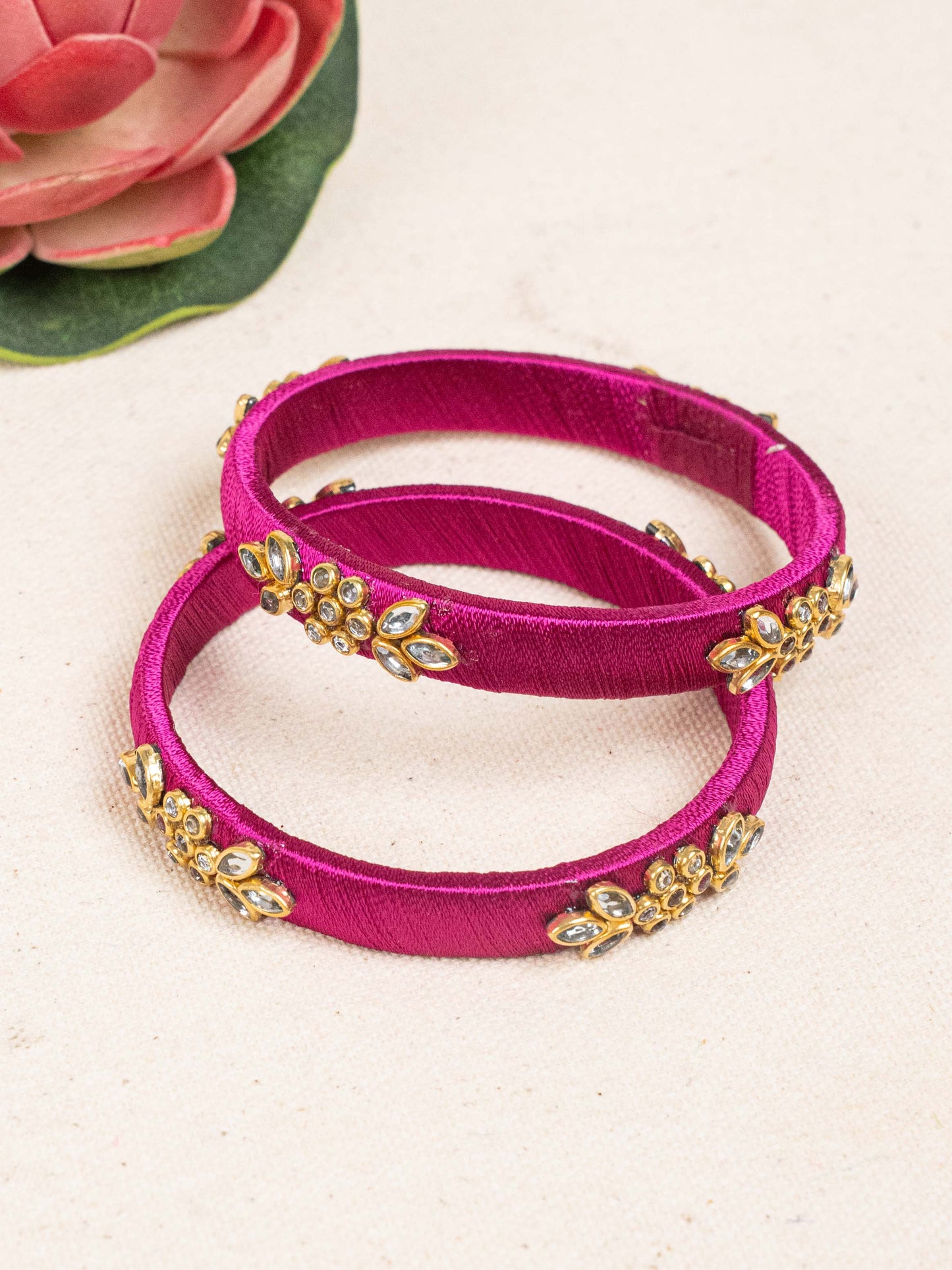Silk Thread Bangles - Set of 2 - 2.6 inch - WBG1776-1