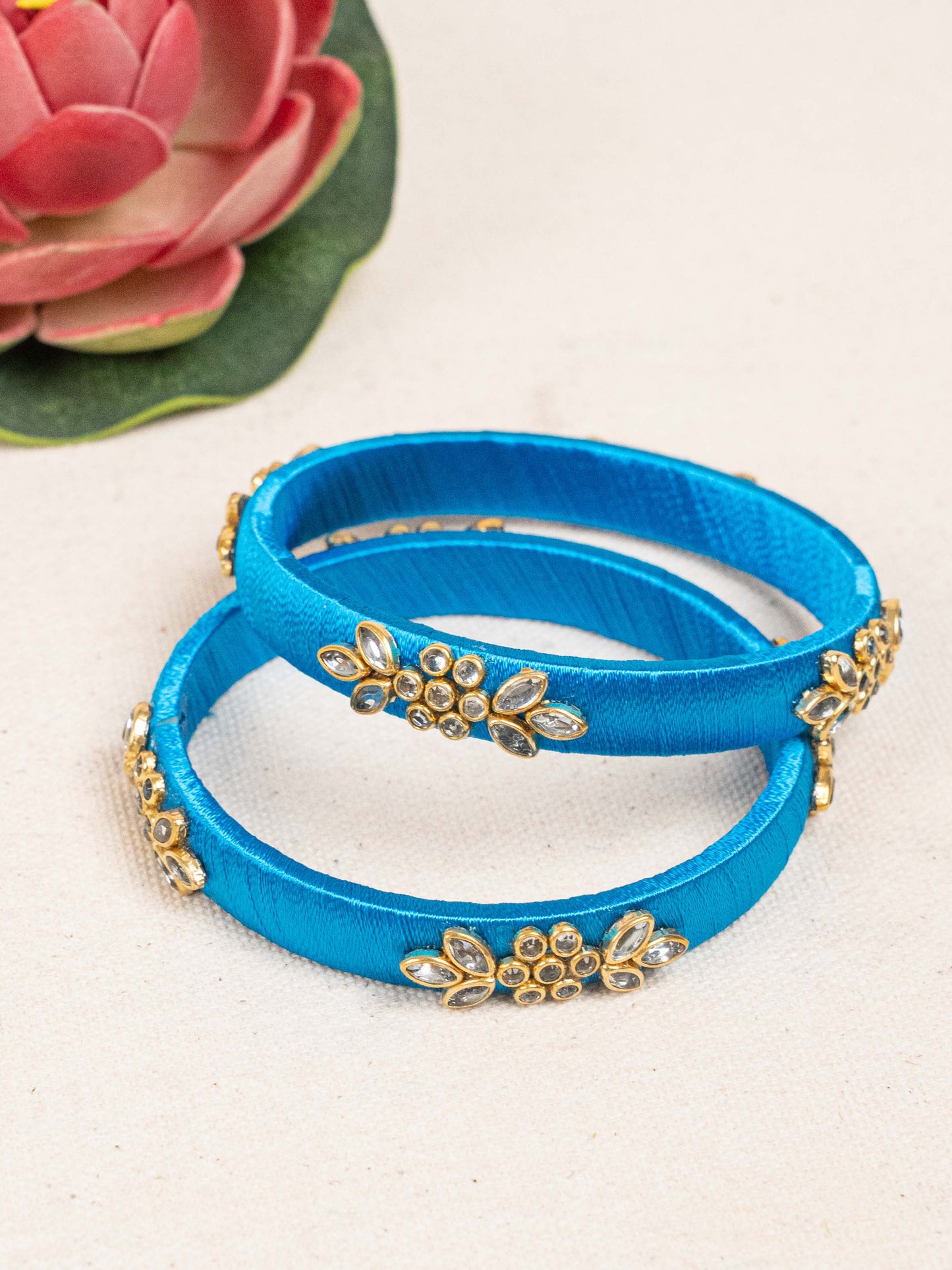 Silk Thread Bangles - Set of 2 - 2.6 inch - WBG1776-1