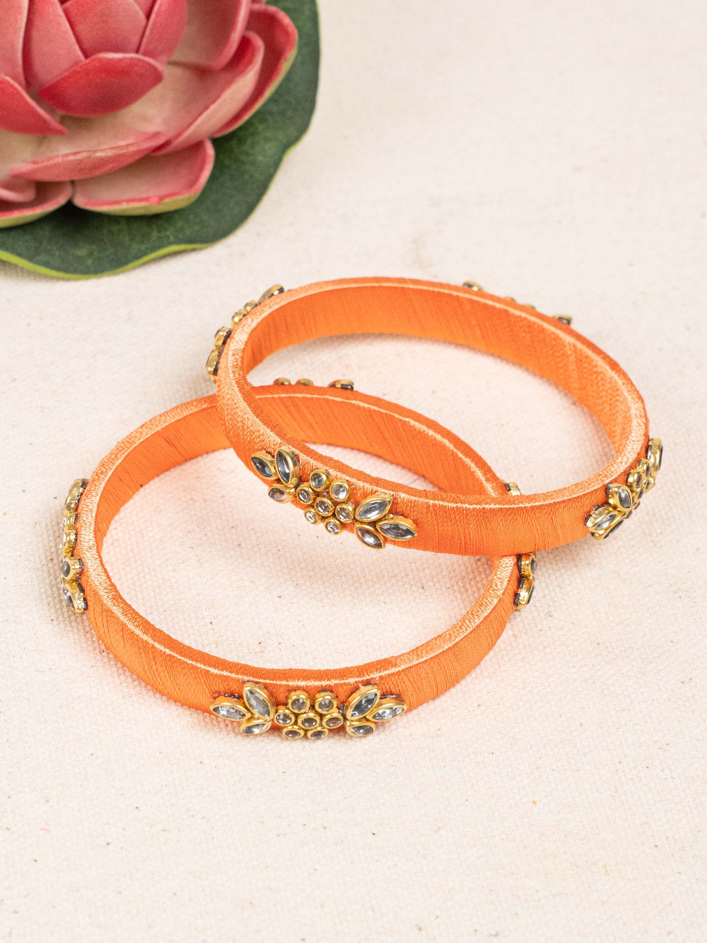 Silk Thread Bangles - Set of 2 - 2.6 inch - WBG1776-1