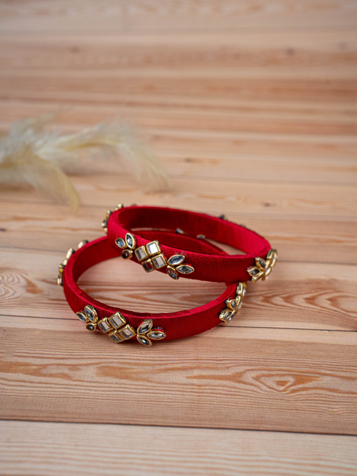 Silk Thread Bangles - Set of 2 - 2.4 inch - WBG1776-3