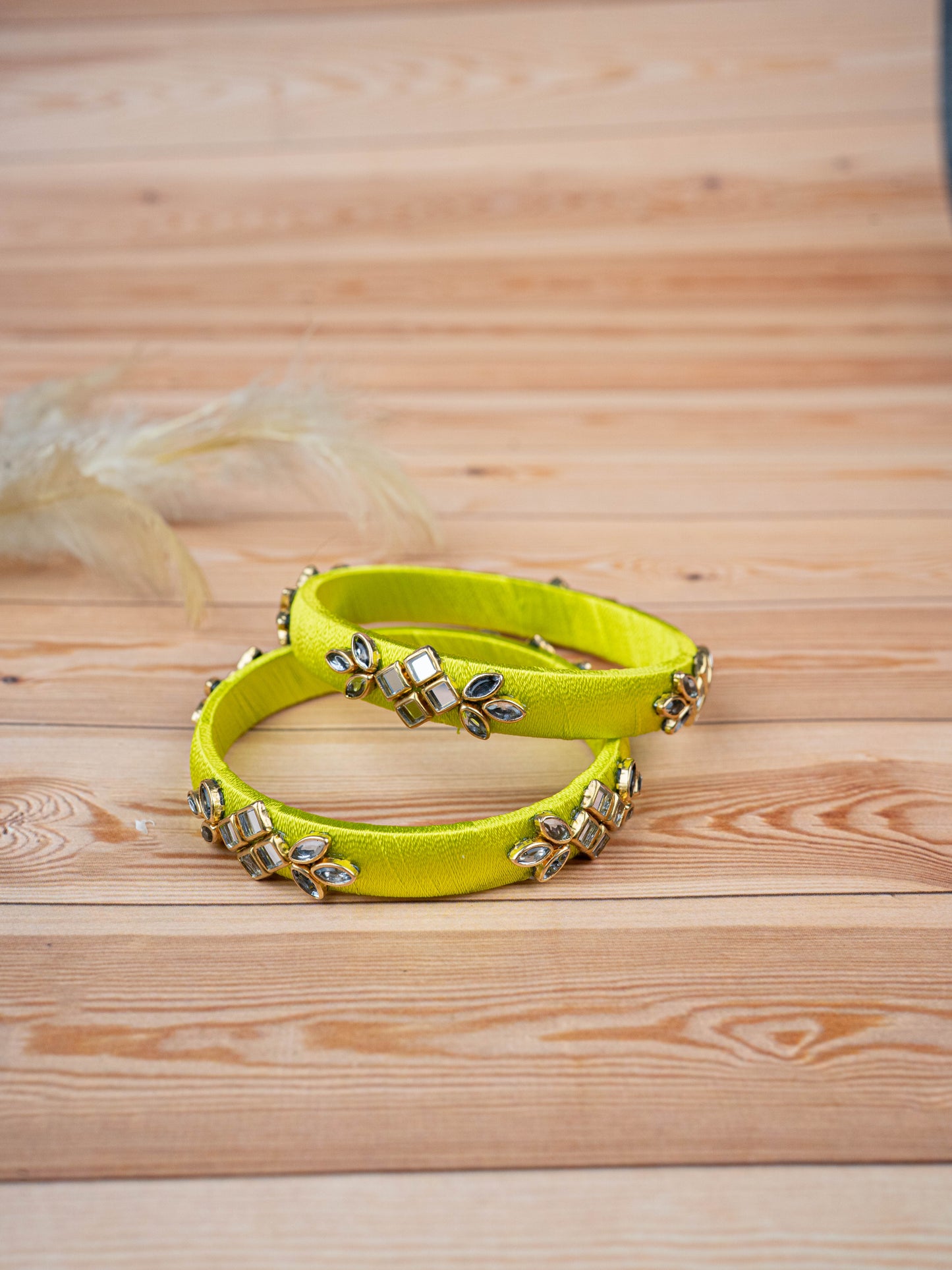 Silk Thread Bangles - Set of 2 - 2.4 inch - WBG1776-3
