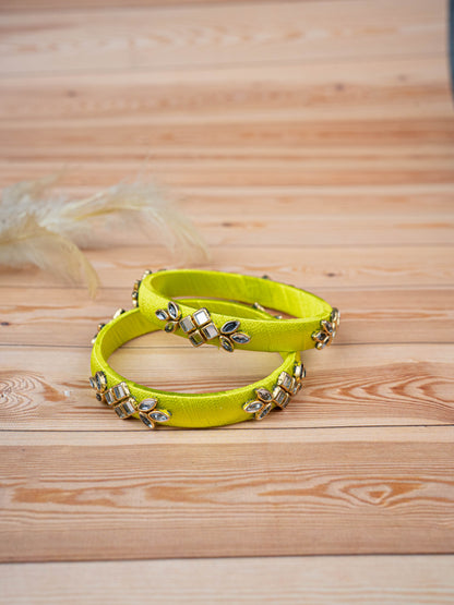 Silk Thread Bangles - Set of 2 - 2.4 inch - WBG1776-3