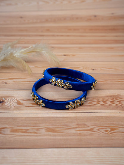 Silk Thread Bangles - Set of 2 - 2.4 inch - WBG1776-3