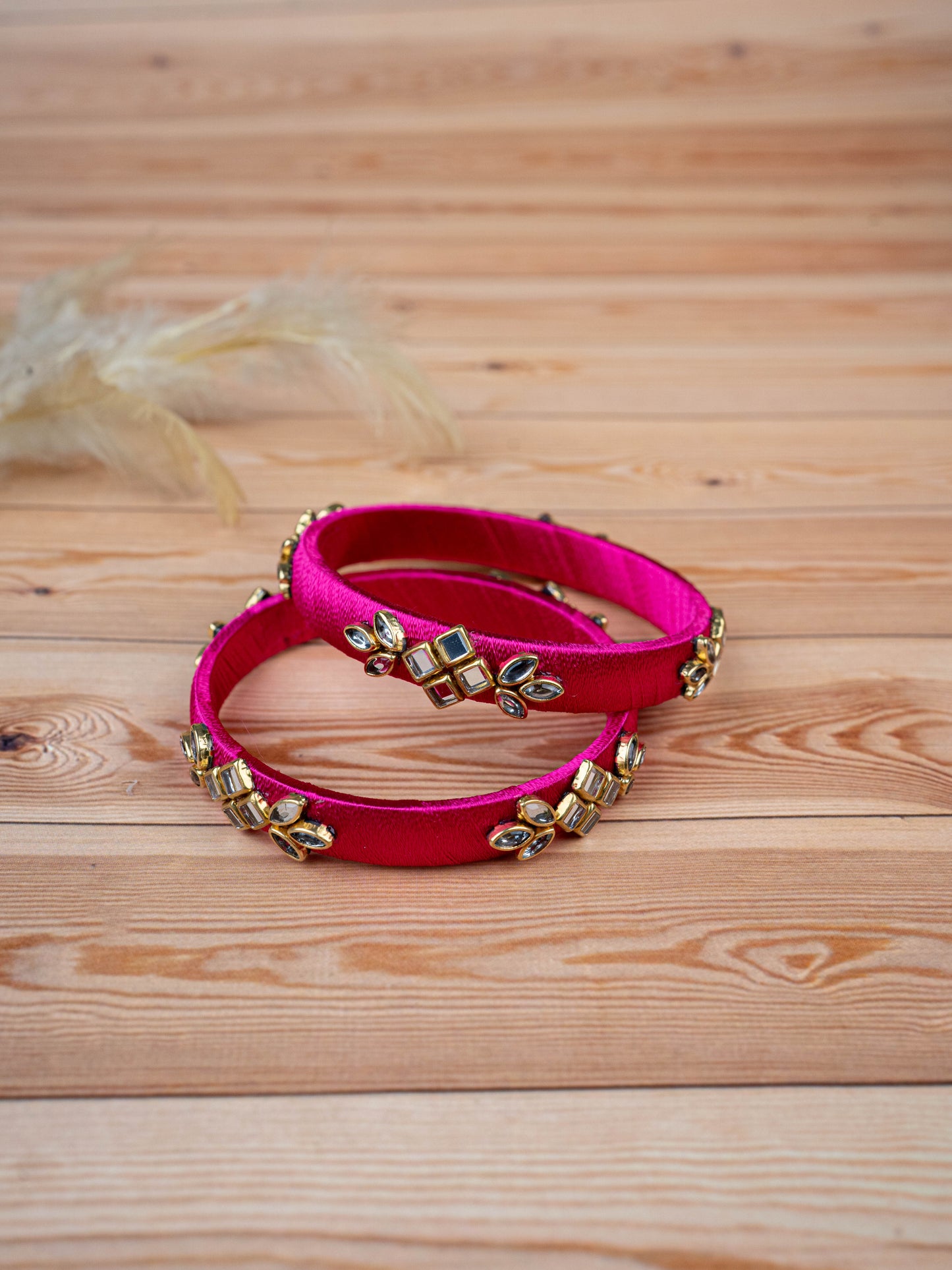 Silk Thread Bangles - Set of 2 - 2.4 inch - WBG1776-3