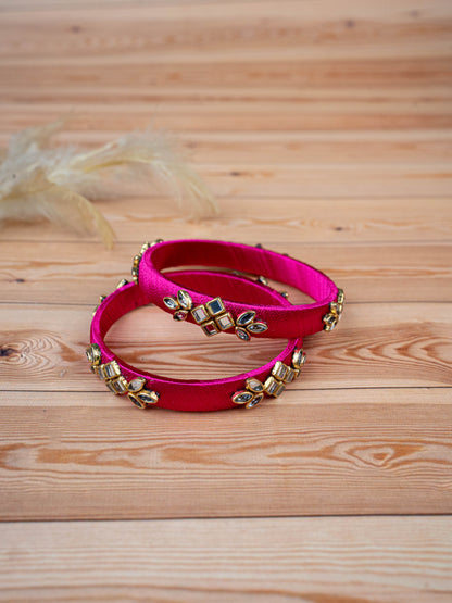 Silk Thread Bangles - Set of 2 - 2.4 inch - WBG1776-3