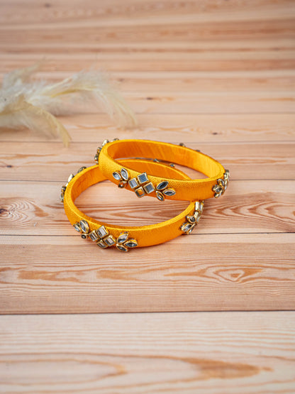 Silk Thread Bangles - Set of 2 - 2.4 inch - WBG1776-3