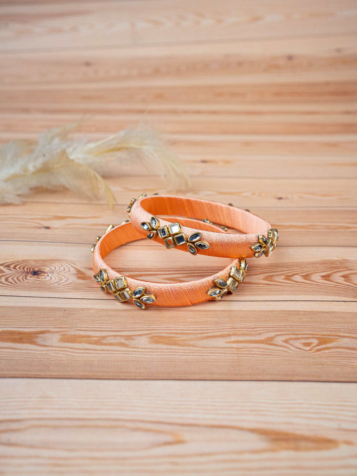 Silk Thread Bangles - Set of 2 - 2.4 inch - WBG1776-3