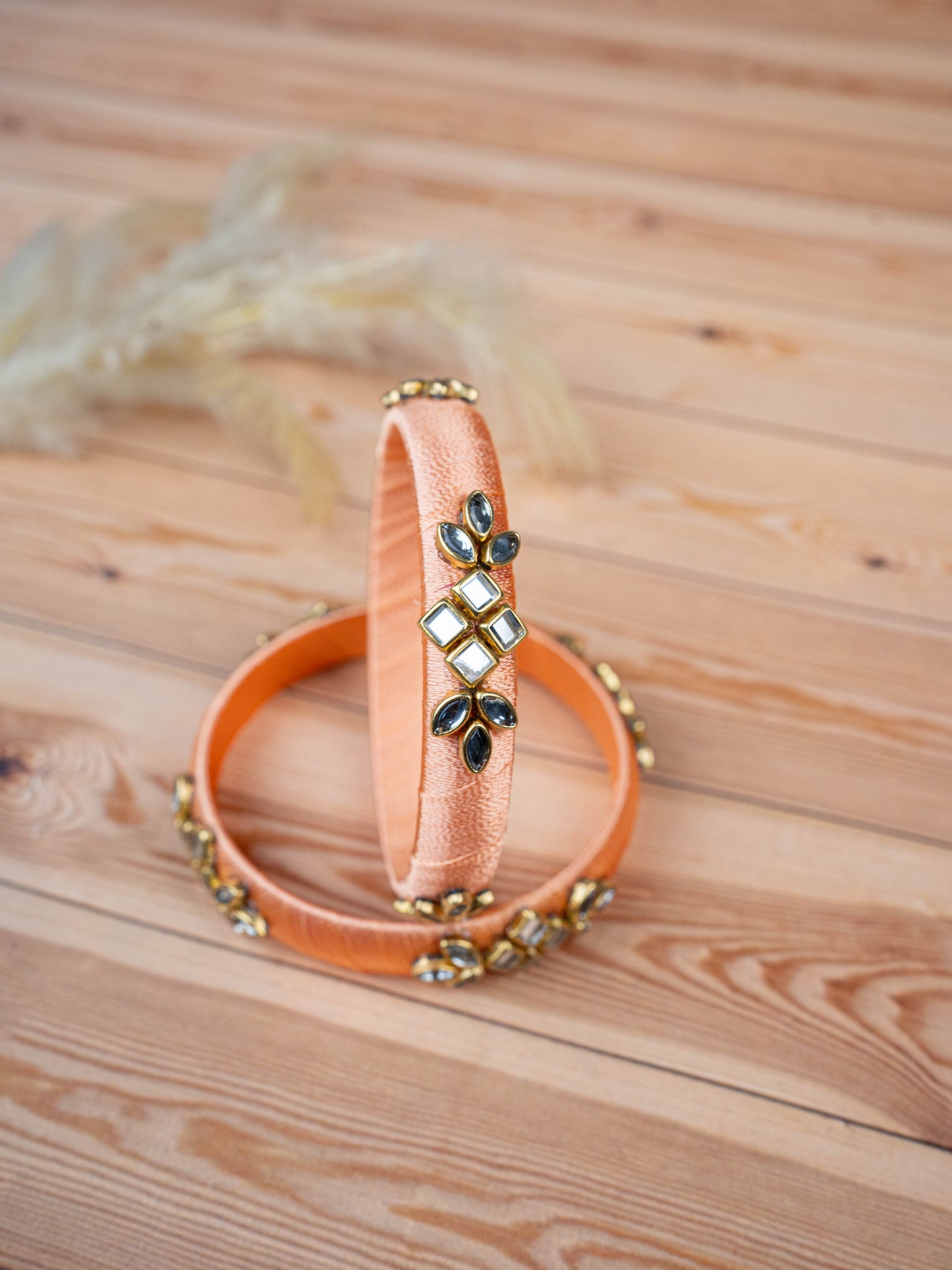 Silk Thread Bangles - Set of 2 - 2.4 inch - WBG1776-3