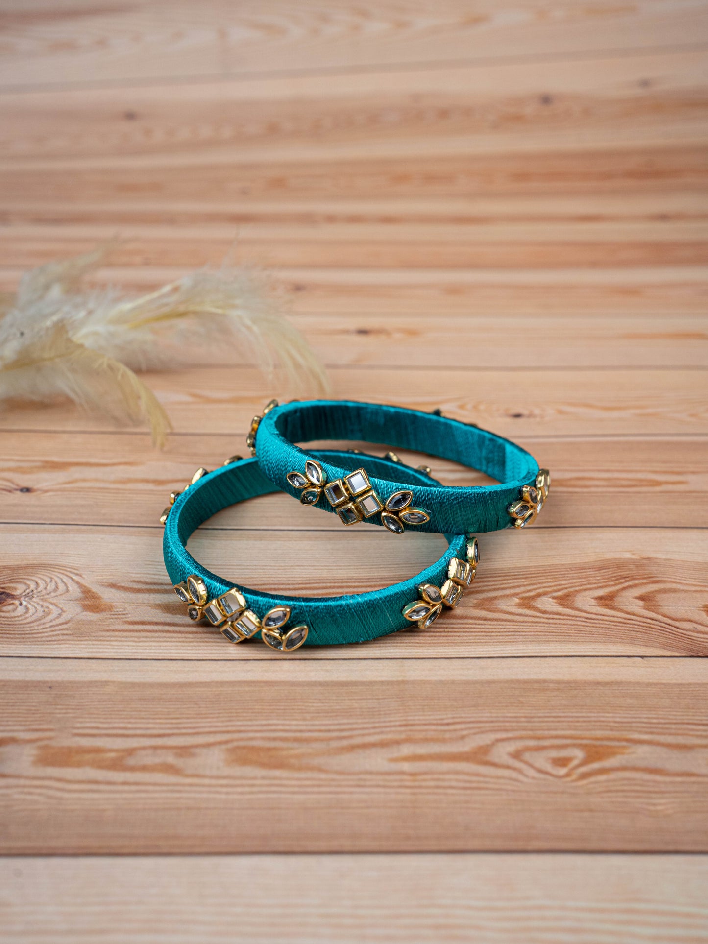 Silk Thread Bangles - Set of 2 - 2.4 inch - WBG1776-3