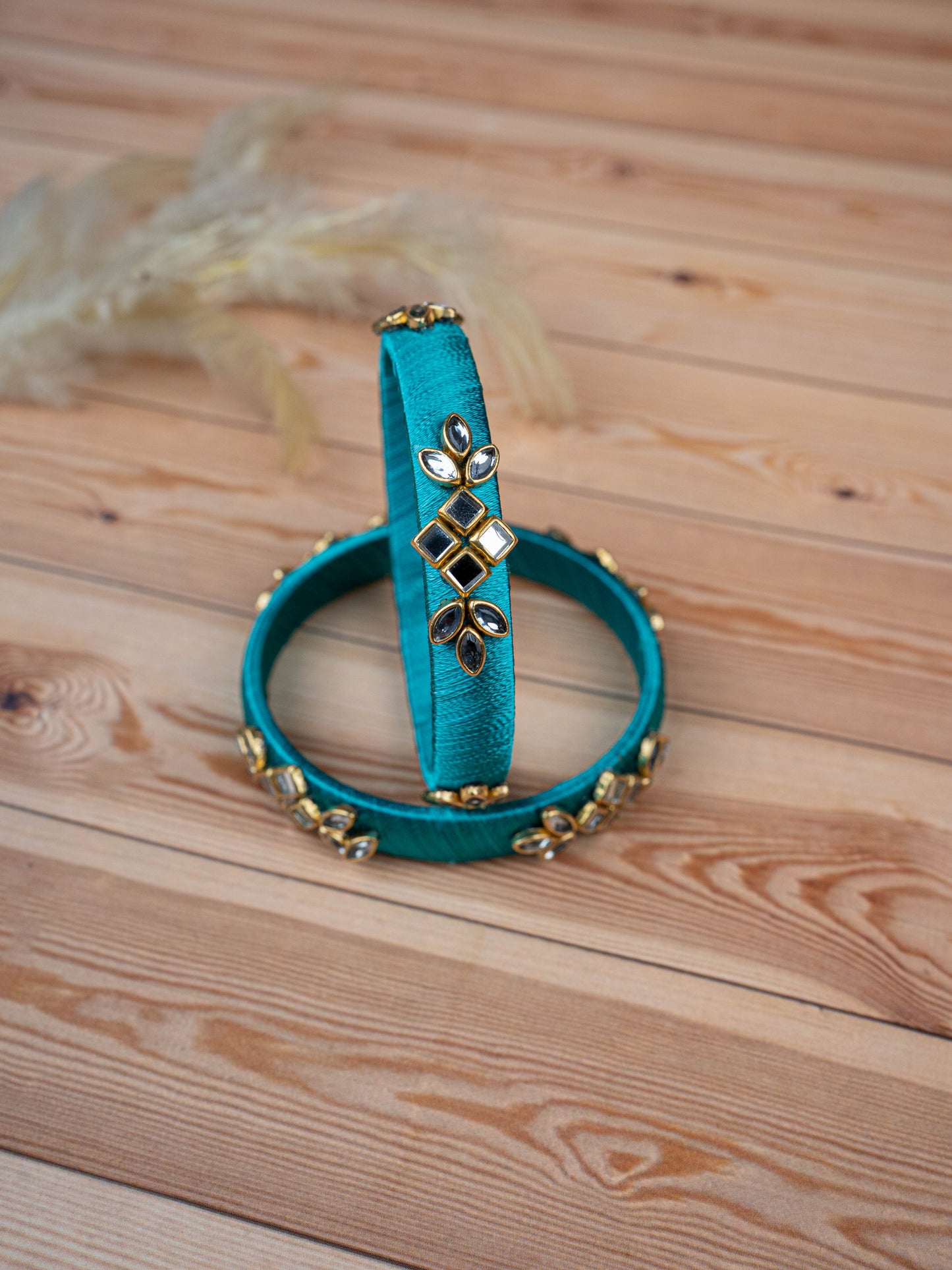 Silk Thread Bangles - Set of 2 - 2.4 inch - WBG1776-3
