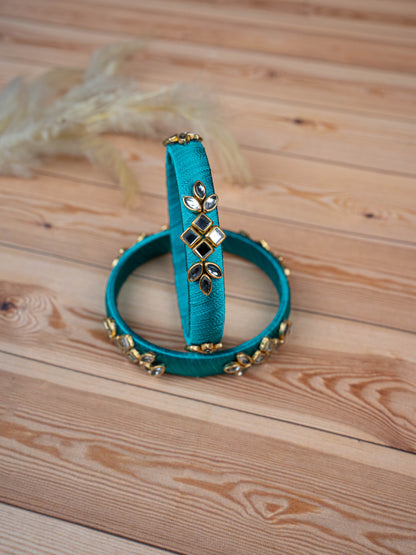 Silk Thread Bangles - Set of 2 - 2.4 inch - WBG1776-3