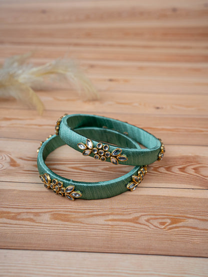 Silk Thread Bangles - Set of 2 - 2.4 inch - WBG1776-3