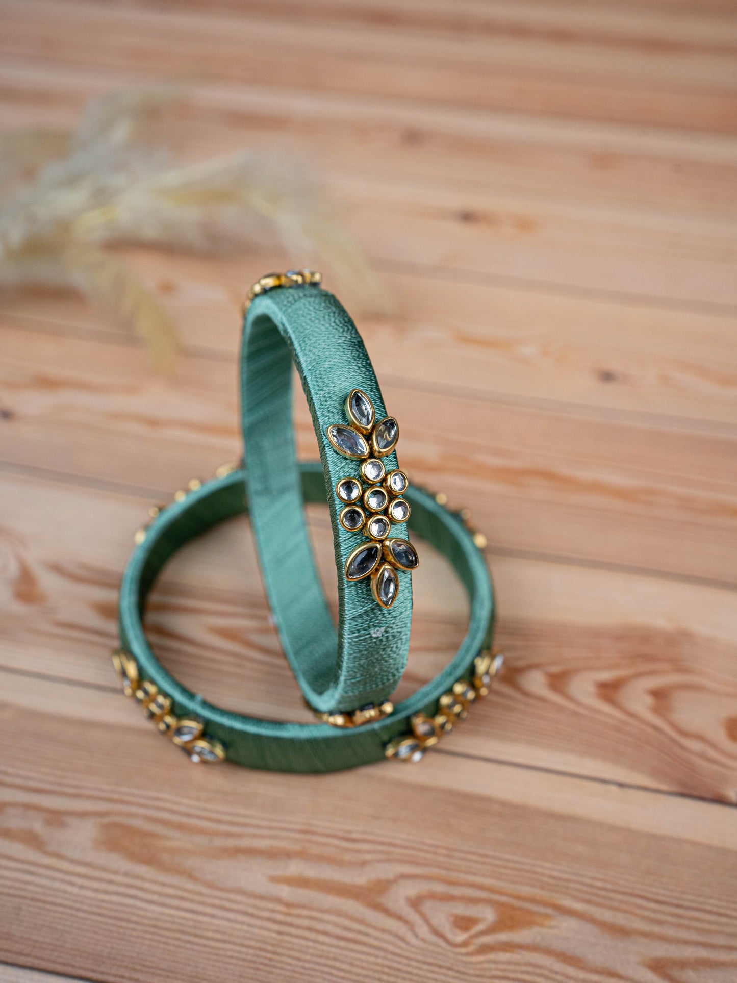 Silk Thread Bangles - Set of 2 - 2.4 inch - WBG1776-3