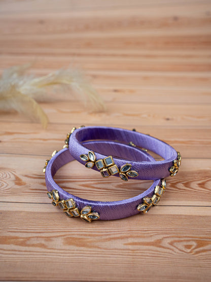 Silk Thread Bangles - Set of 2 - 2.4 inch - WBG1776-3