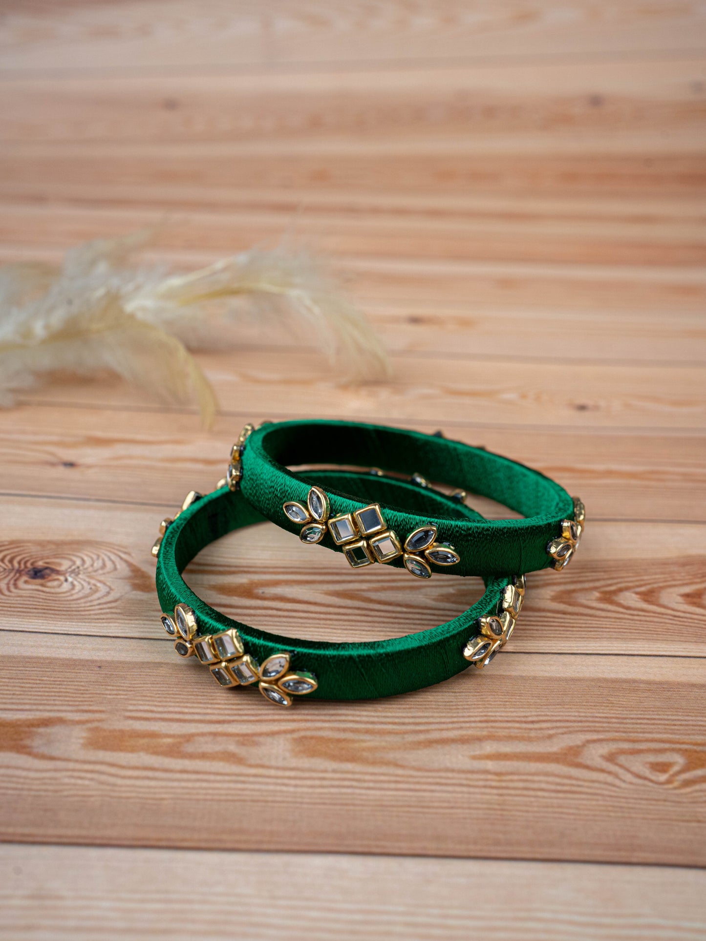 Silk Thread Bangles - Set of 2 - 2.4 inch - WBG1776-3