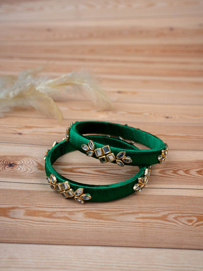 Silk Thread Bangles - Set of 2 - 2.4 inch - WBG1776-3