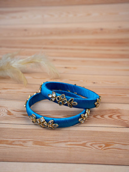Silk Thread Bangles - Set of 2 - 2.4 inch - WBG1776-3