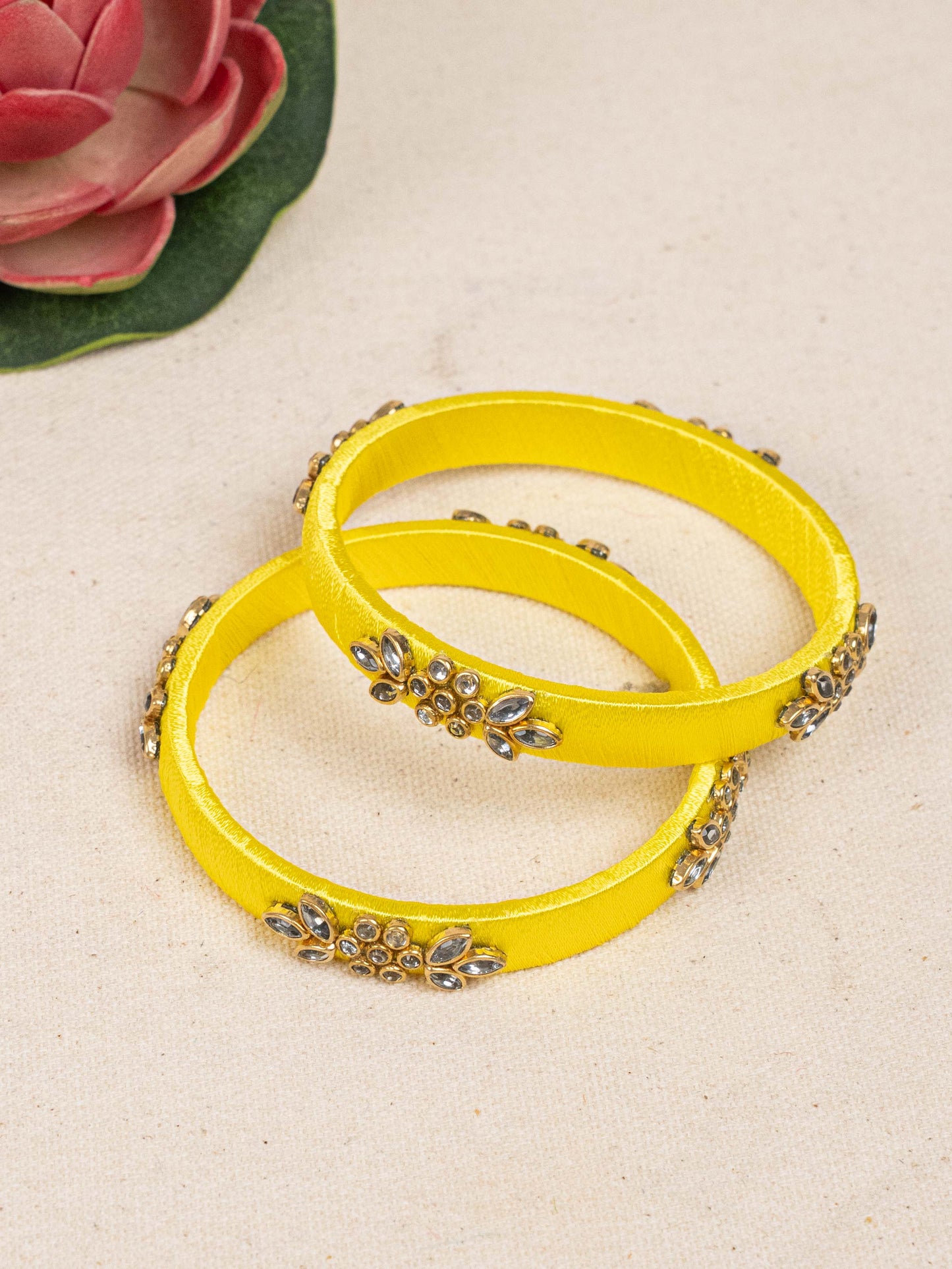 Silk Thread Bangles - Set of 2 - 2.6 inch - WBG1776-1