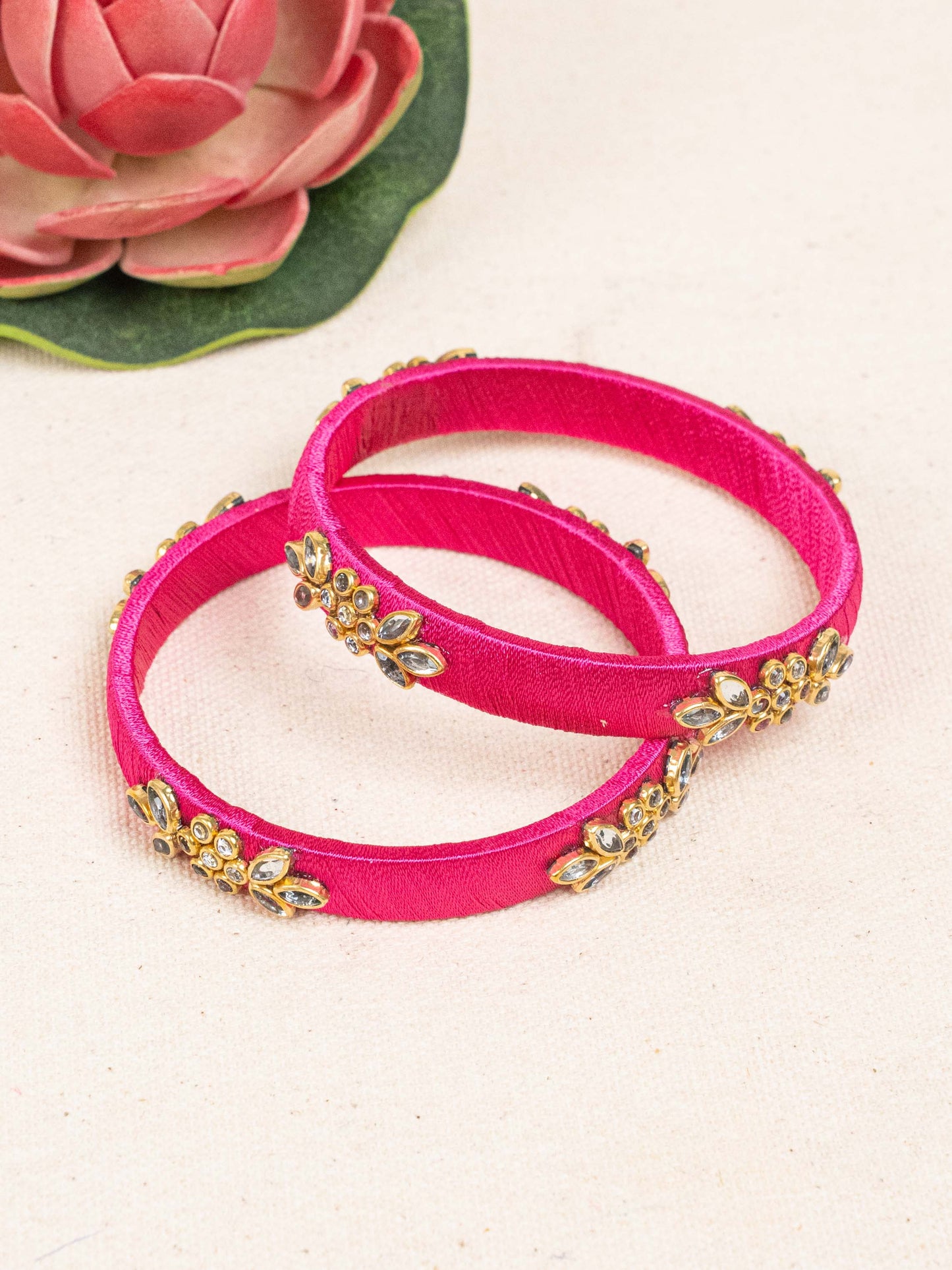 Silk Thread Bangles - Set of 2 - 2.6 inch - WBG1776-1