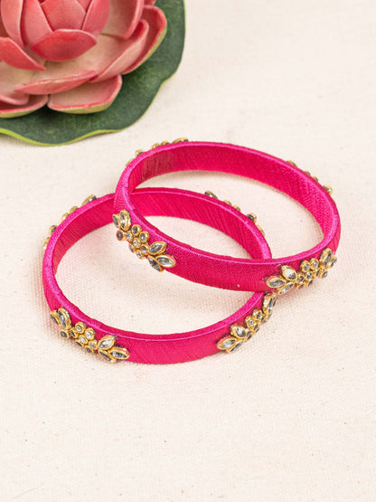 Silk Thread Bangles - Set of 2 - 2.6 inch - WBG1776-1