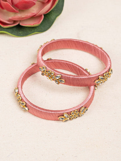 Silk Thread Bangles - Set of 2 - 2.6 inch - WBG1776-1