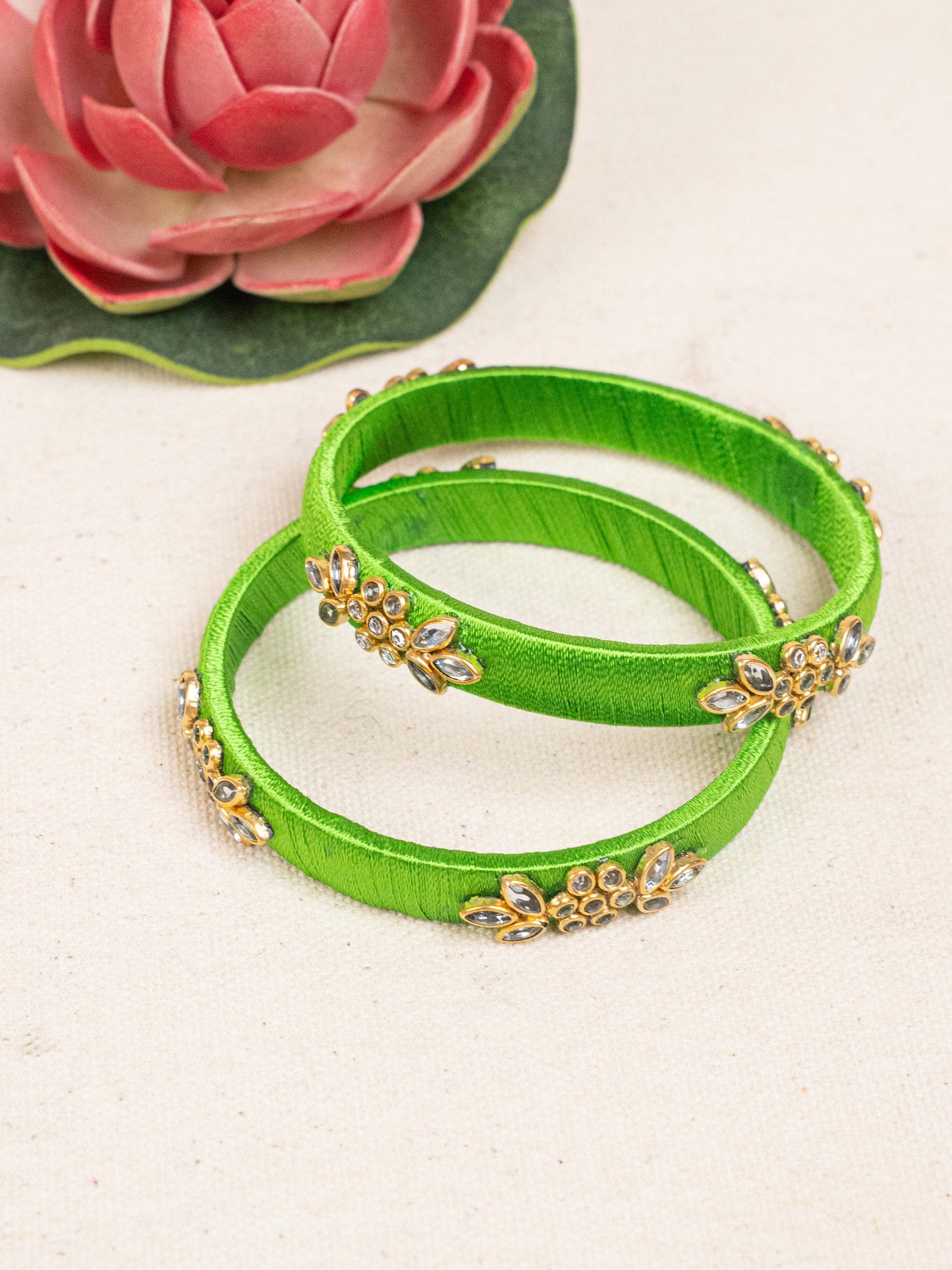 Silk Thread Bangles - Set of 2 - 2.6 inch - WBG1776-1