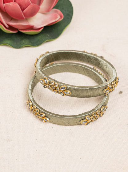 Silk Thread Bangles - Set of 2 - 2.6 inch - WBG1776-1