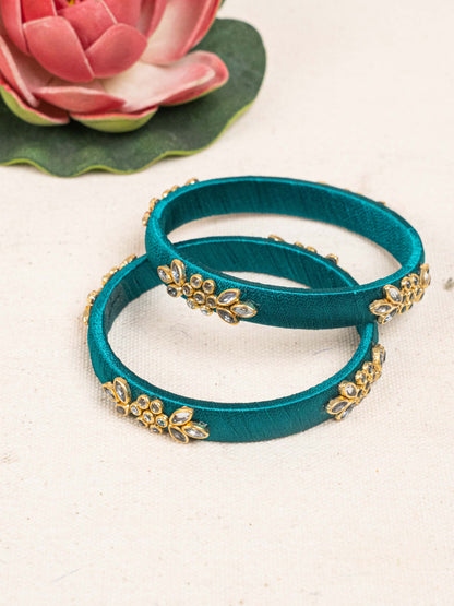 Silk Thread Bangles - Set of 2 - 2.6 inch - WBG1776-1
