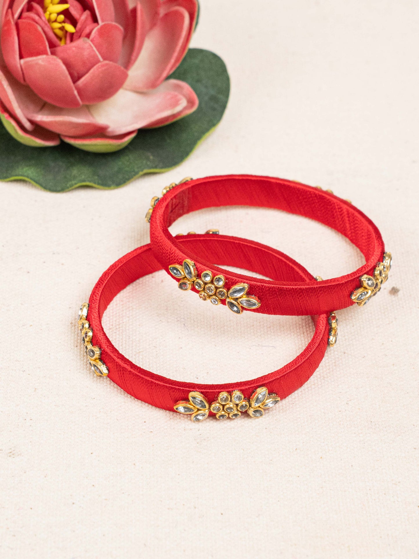 Silk Thread Bangles - Set of 2 - 2.6 inch - WBG1776-1