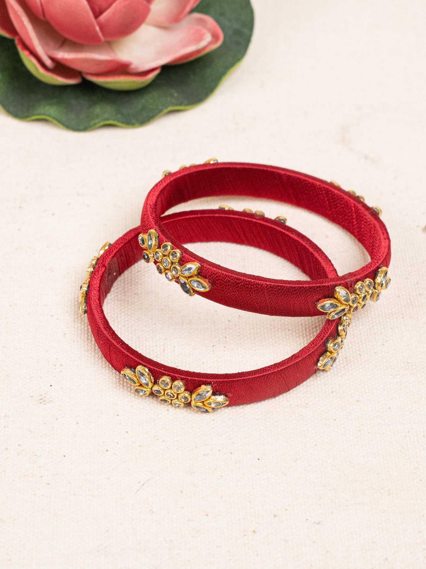 Silk Thread Bangles - Set of 2 - 2.6 inch - WBG1776-1