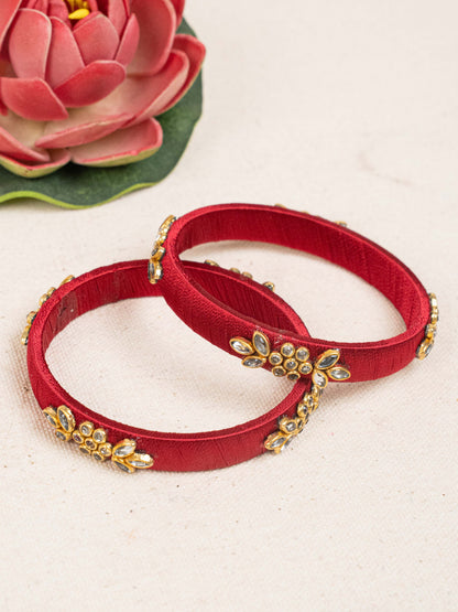 Silk Thread Bangles - Set of 2 - 2.6 inch - WBG1776-1